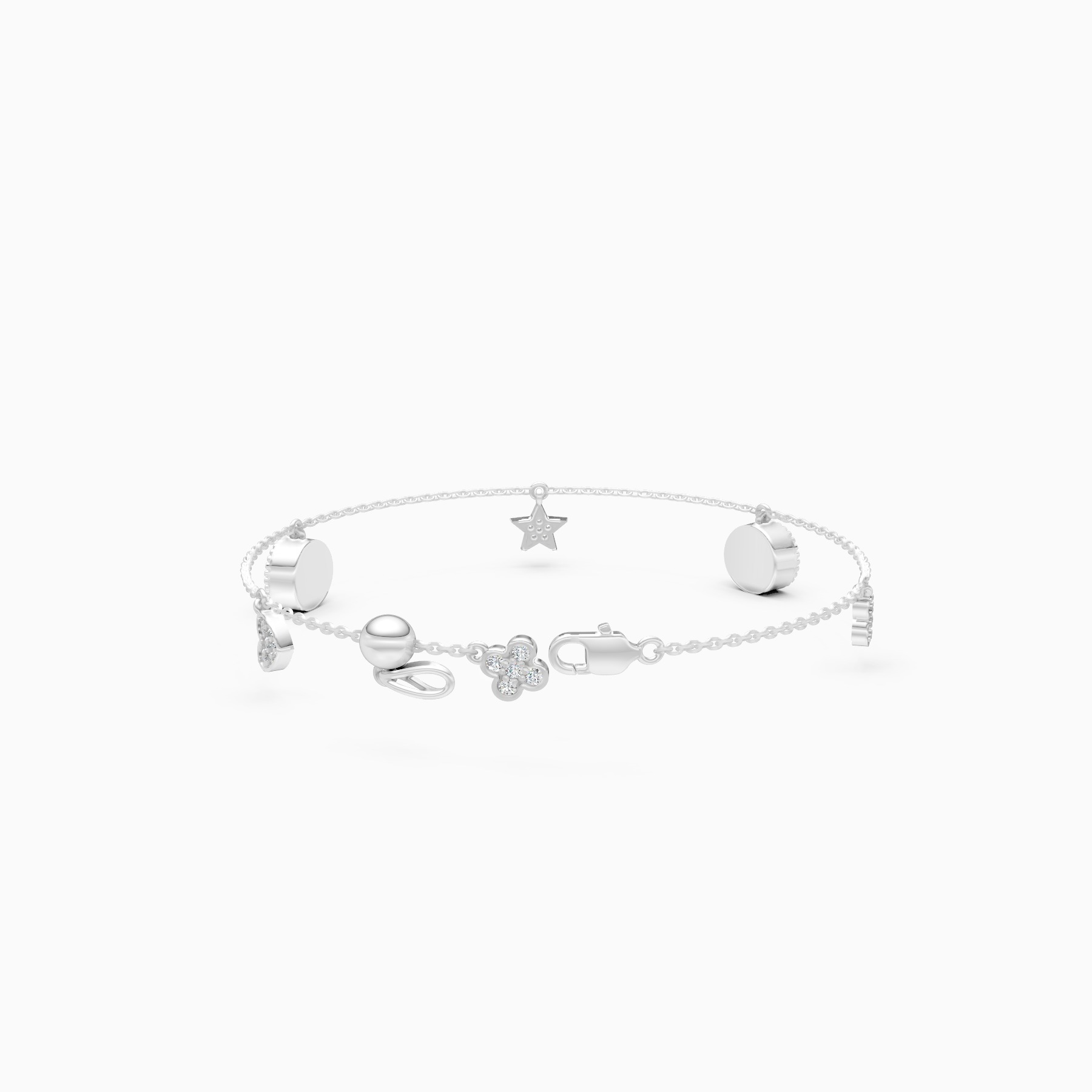 Evil Eye & Heart Charm Lab Grown Diamond Bracelet